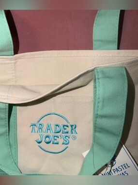 Trader Joe's Mint Green Cotton Canvas Tote Bag